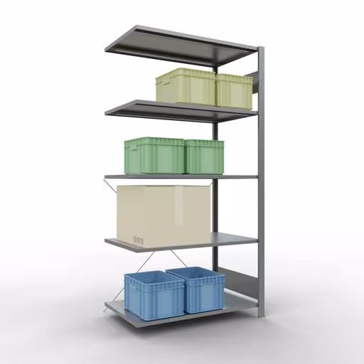 Figure n° 9 de l'article étagère complémentaire, étagère à étagères, système enfichable MULTIplus150, 2000 x 1000 x 600 mm, 5 étagères, traverse, galvanisée du groupe de produits système enfichable de la marque Schulte Lagertechnik