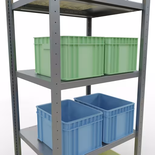 Scaffale base, scaffale, sistema a innesto MULTIplus250, 2000 x 750 x 600 mm (AxLxP), 5 ripiani, barre longitudinali, zincato di Schulte Lagertechnik della categoria Sistema a innesto