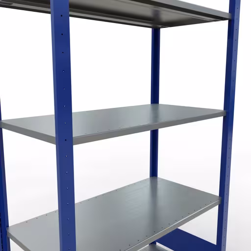 Étagère de base, étagère, système enfichable MULTIplus150, 2000 x 1000 x 500 mm, 5 étagères, barres de longueur, RAL 5010 bleu gentiane/galvanisé de la catégorie d'étagères de base avec le GTIN 4004514280367 Étagère de base, étagère, système enfichable MULTIplus150, 2000 x 1000 x 500 mm, 5 étagères, RAL 5010 bleu gentiane/galvanisé de Schulte Lagertechnik de la gamme de produits du système enfichable