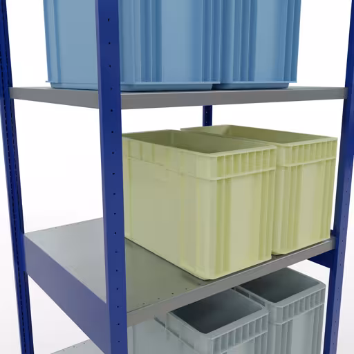 Figure n° 14 de l'article étagère de base, étagère, système enfichable MULTIplus250, 3000 x 1000 x 800 mm, 7 étagères, RAL 5010 bleu gentiane/galvanisé du groupe de produits système enfichable de Schulte Lagertechnik