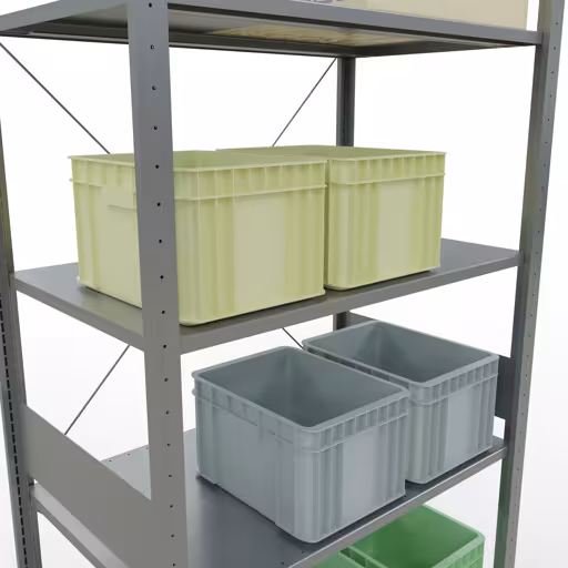 Image du produit n° 15 de l'article étagère de base, étagère, système enfichable MULTIplus150, 3000 x 1000 x 600 mm (HxLxP), 7 étagères, traverse, galvanisé Figure n° 15 de l'article étagère de base, système d'étagères enfichables MULTIplus150, 3000 x 1000 x 600 mm, 7 étagères, galvanisées du groupe de produits système enfichable de la marque Schulte Lagertechnik