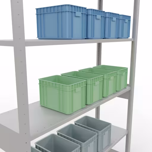 Grundregal, Fachbodenregal Stecksystem MULTIplus150, 2500 x 1300 x 400 mm (HxBxT), 6 Fachböden, Längenriegel, RAL 7035 lichtgrau aus der Kategorie Grundregal mit der GTIN 4004514292780 Grundregal, Fachbodenregal Stecksystem MULTIplus150, 2500 x 1300 x 400 mm (HxBxT), 6 Fachböden, Längenriegel, RAL 7035 lichtgrau von der Marke Schulte Lagertechnik aus der Produktreihe Stecksystem