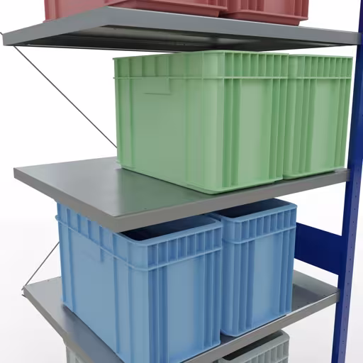 Image du produit n° 8 de l'article, système d'étagères enfichables MULTIplus250, 3000 x 1000 x 800 mm, 7 étagères, RAL 5010 bleu gentiane/galvanisé de la gamme de produits du système enfichable de la marque Schulte Lagertechnik