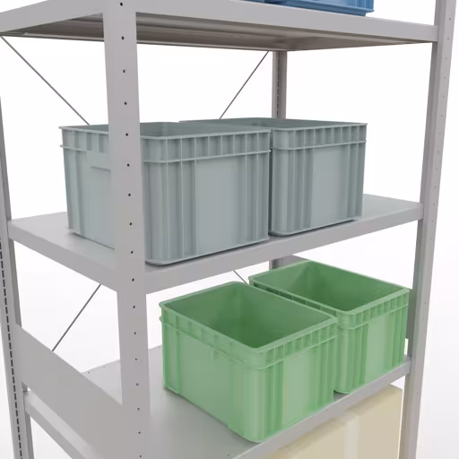 Immagine del prodotto n. 8 dell'articolo scaffale base, scaffale, sistema a innesto MULTIplus250, 3000 x 1000 x 600 mm (AxLxP), 7 ripiani, traversa, RAL 7035 grigio chiaro dalla gamma di prodotti del sistema a innesto della marca Schulte Lagertechnik