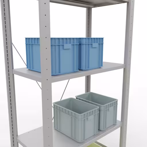Image du produit n° 11 de l'article étagère de base, étagère, système enfichable MULTIplus150, 2000 x 750 x 400 mm, 5 étagères, traverse, RAL 7035 gris clair de la gamme de produits du système enfichable de Schulte Lagertechnik