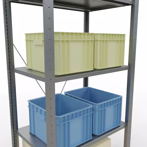 Immagine del prodotto n. 11 dell'articolo scaffale base, scaffale, sistema a innesto MULTIplus150, 2000 x 750 x 500 mm (AxLxP), 5 ripiani, traversa, zincato dalla gamma di prodotti del sistema a innesto della marca Schulte Lagertechnik