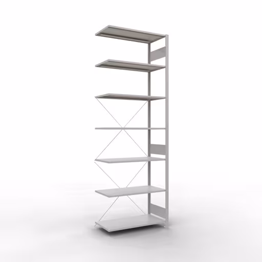 Étagère supplémentaire, étagère, système enfichable MULTIplus150, 3000 x 1000 x 500 mm (HxLxP), 7 étagères, traverse, RAL 7035 gris clair, étagère supplémentaire, réf. 32657