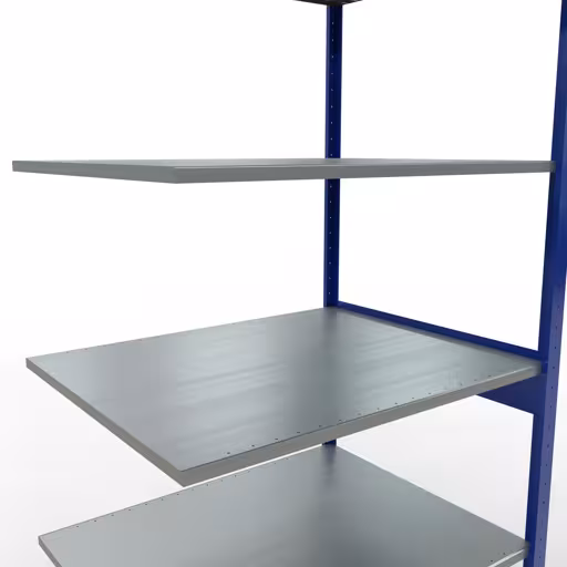 Image supplémentaire de l'article Rayonnage complémentaire, rayonnage à étagères, système enfichable MULTIplus150, 2500 x 1000 x 800 mm (HxLxP), 6 étagères, barres de longueur, RAL 5010 bleu gentiane/galvanisé Représentation supplémentaire de l'article Tablette complémentaire, étagère, système enfichable MULTIplus150, 2500 x 1000 x 800 mm, 6 tablettes, RAL 5010 bleu gentiane/galvanisé à partir de la tablette complémentaire