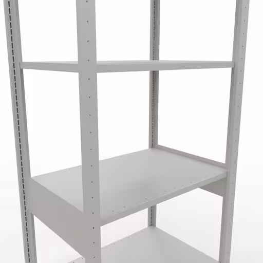 Représentation supplémentaire de l'article étagère de base, étagère à étagères, système enfichable MULTIplus150, 2500 x 750 x 500 mm, 6 étagères, gris clair RAL 7035 à partir de l'étagère de base