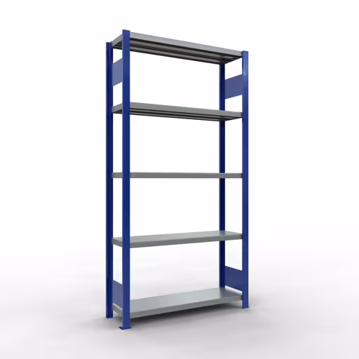 Figura n. 11 dell'articolo scaffale base, scaffale, sistema a innesto MULTIplus330, 2000 x 1000 x 300 mm (AxLxP), 5 ripiani, barre longitudinali, RAL 5010 blu genziana/zincato del gruppo di prodotti sistema a innesto della marca Schulte Lagertechnik