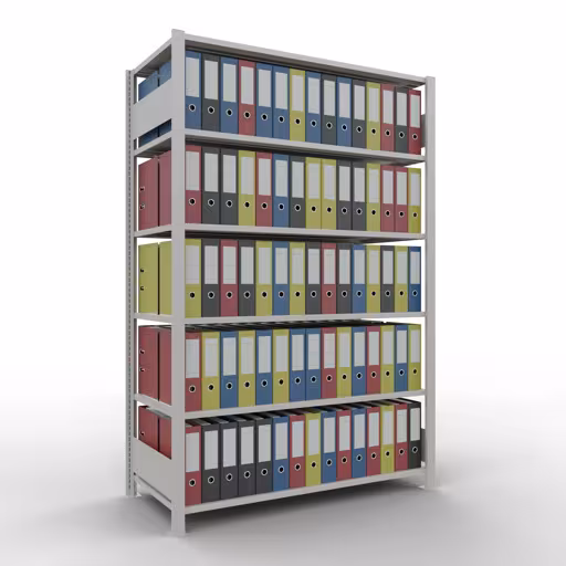 Étagère de base, étagère de bureau, système enfichable MULTIplus150, 2000 x 1300 x 600 mm, 6 étagères, sans butée centrale, gris clair de la marque Schulte Lagertechnik de la gamme d'étagères de bureau