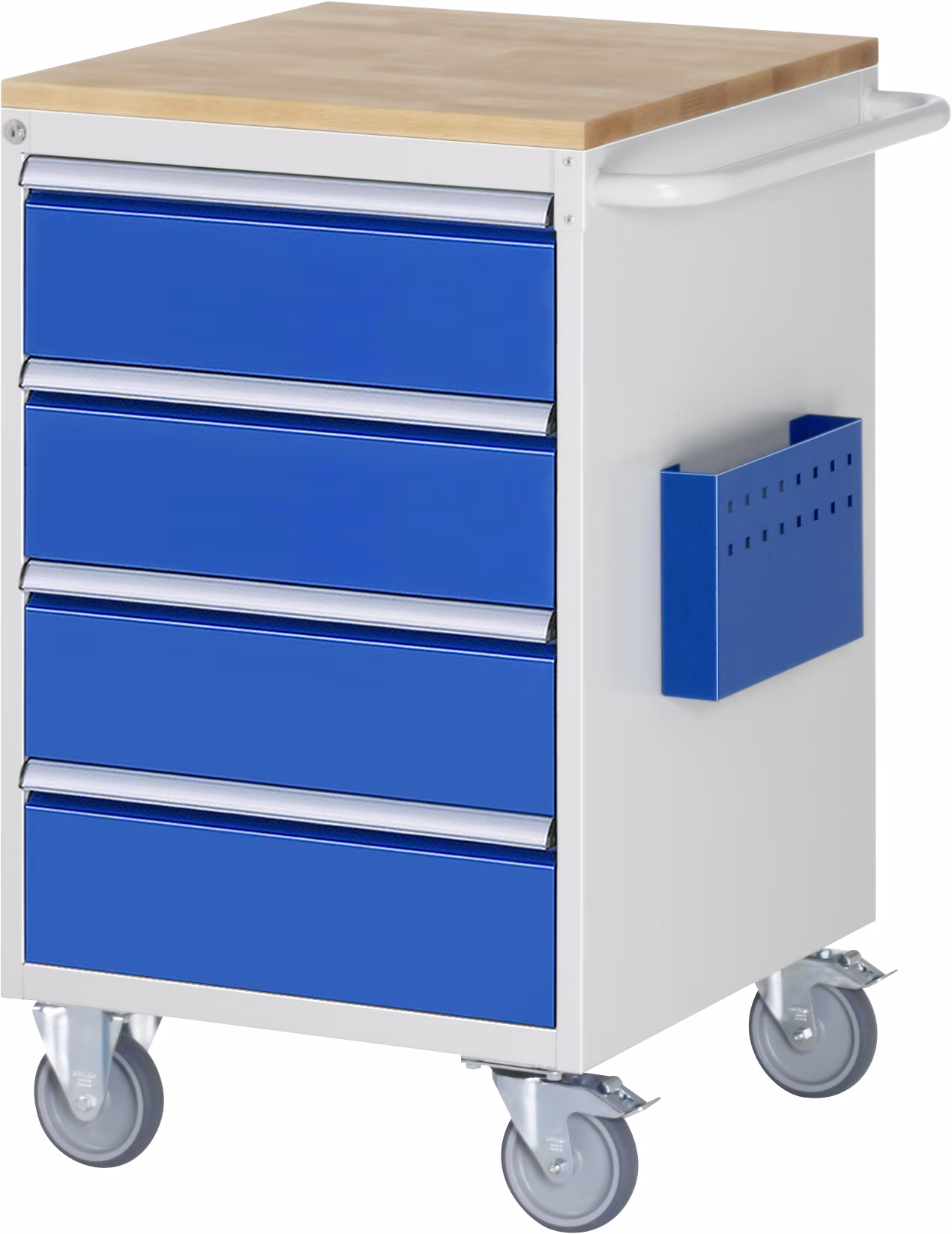 Desserte de montage L5.1, L580xP650xH975mm, 4x tiroirs à extension partielle, plateau en hêtre massif 25mm de Rau Chariot de montage L5 de la catégorie Systèmes d'organisation et chariots d'atelier avec le numéro d'article 05-L5.1A-B.11
