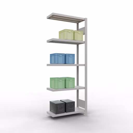 Rayonnage supplémentaire, étagère, système enfichable MULTIplus250, 2000 x 750 x 300 mm (HxLxP), 5 étagères, barres de longueur, RAL 7035 gris clair de la catégorie des étagères supplémentaires avec le GTIN 4004514294340 Étagère supplémentaire, étagère, système enfichable MULTIplus250, 2000 x 750 x 300 mm, 5 étagères, gris clair RAL 7035 de la marque Schulte Lagertechnik de la gamme de produits du système enfichable