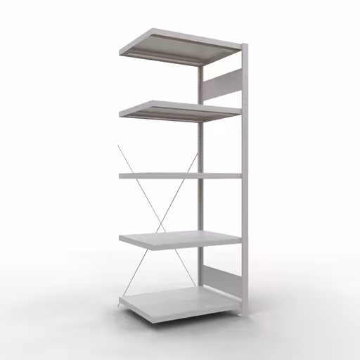 Scaffali aggiuntivi, scaffali, sistema a innesto MULTIplus250, 2000 x 750 x 600 mm (AxLxP), 5 ripiani, traversa, RAL 7035 grigio chiaro, scaffale aggiuntivo, art. n. 32865-75