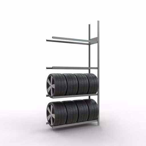 Rayonnage supplémentaire, rayonnage à roues/pneus, 2750 x 1300 x 400 mm, galvanisé, 4 niveaux de stockage de Schulte Lagertechnik de la gamme de rayonnages à étagères
