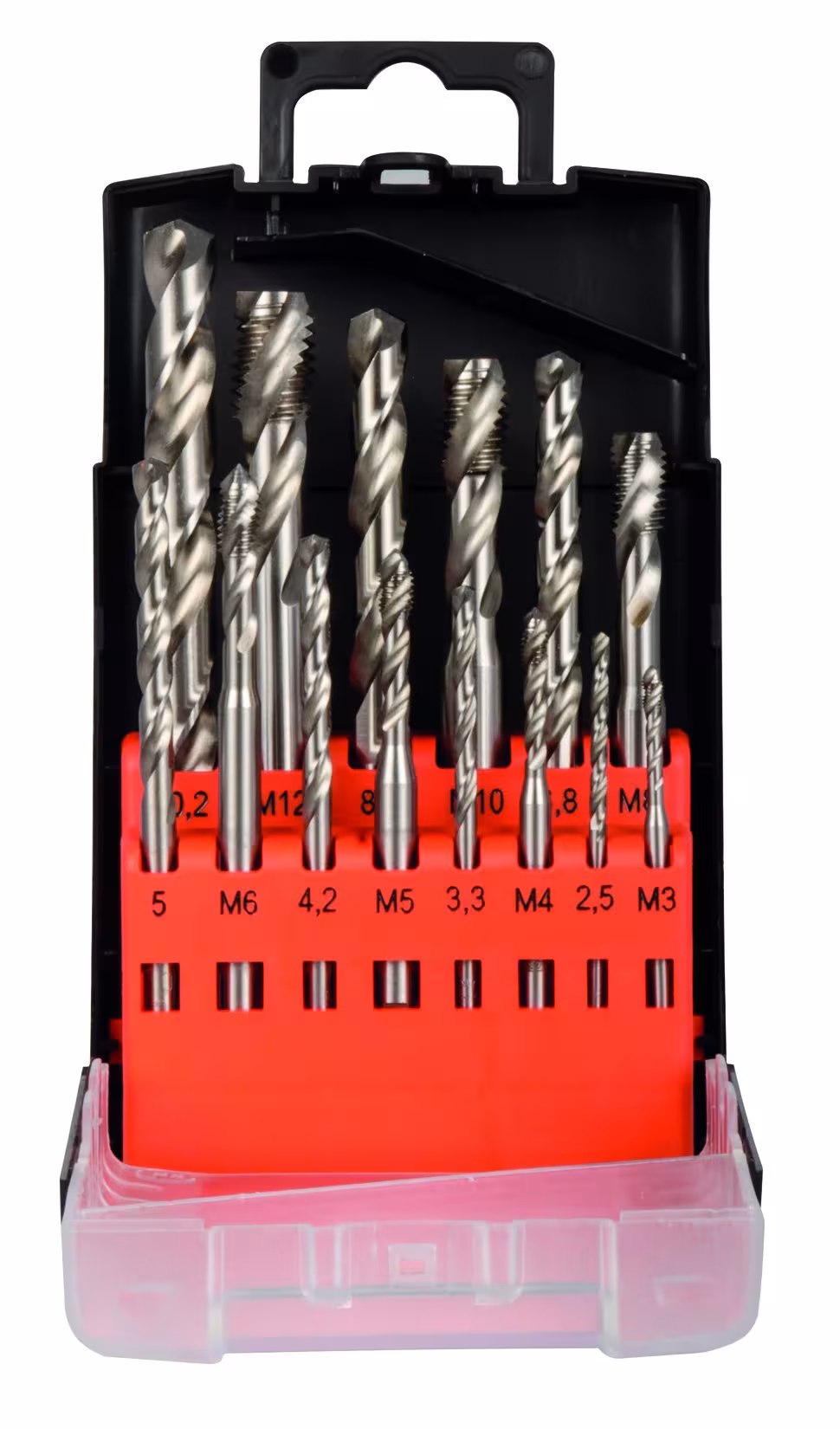Set MGB HSS-G 14 pezzi M3-M12 DIN371/376 35° Forma C di PROJAHN Set MGB HSS-G 14 pezzi M3-M12 DIN371/376 35° forma C, utensili per filettare, articolo n. 91040