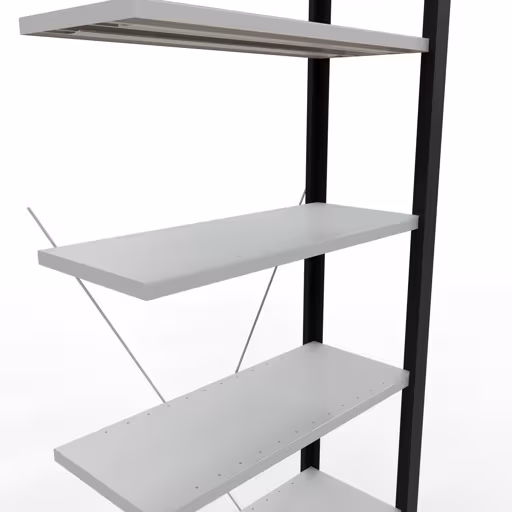 Produktbild Nr 12 des Artikels Anbauregal, Büro-Fachbodenregal Stecksystem MULTIplus85, 2300 x 750 x 300 mm (HxBxT), 7 Fachböden, Kreuzstrebe, ohne Anschlagleiste, schwarz/lichtgrau Abbildung Nr 12 des Artikels Anbauregal, Büro-Fachbodenregal Stecksystem MULTIplus85, 2300 x 750 x 300 mm (HxBxT), 7 Fachböden, Kreuzstrebe, ohne Anschlagleiste, schwarz/lichtgrau aus der Produktgruppe Büroregale von der Marke Schulte Lagertechnik