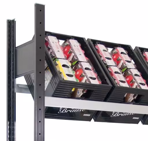 Figure n° 11 de l'article étagère complémentaire, support pour caisses à boissons 1800 x 1.300 x 300 mm, noir/argent, 3 niveaux pour 12 caisses à boissons du groupe de produits étagères de la marque Schulte Lagertechnik
