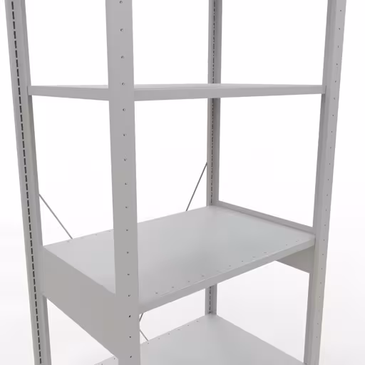 Étagère de base, étagère, système enfichable MULTIplus150, 2500 x 750 x 500 mm (HxLxP), 6 étagères, traverse, RAL 7035 gris clair avec le GTIN 4004514205438 Étagère de base, étagère à étagères, système enfichable MULTIplus150, 2500 x 750 x 500 mm, 6 étagères, traverse, gris clair RAL 7035 de Schulte Lagertechnik avec le numéro d'article. 32651-75