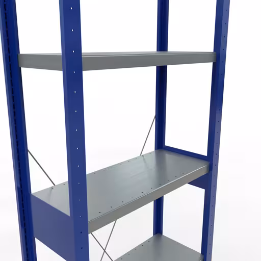 Scaffale base, scaffale, sistema a innesto MULTIplus250, 2500 x 750 x 300 mm (AxLxP), 6 ripiani, traversa, RAL 5010 blu genziana/zincato/zincato della marca Schulte Lagertechnik della gamma sistemi a innesto