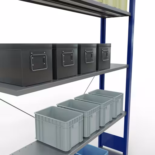 Rayonnage supplémentaire, étagère, système enfichable MULTIplus150, 2000 x 1300 x 300 mm, 5 étagères, RAL 5010 bleu gentiane/galvanisé de Schulte Lagertechnik de la catégorie système enfichable