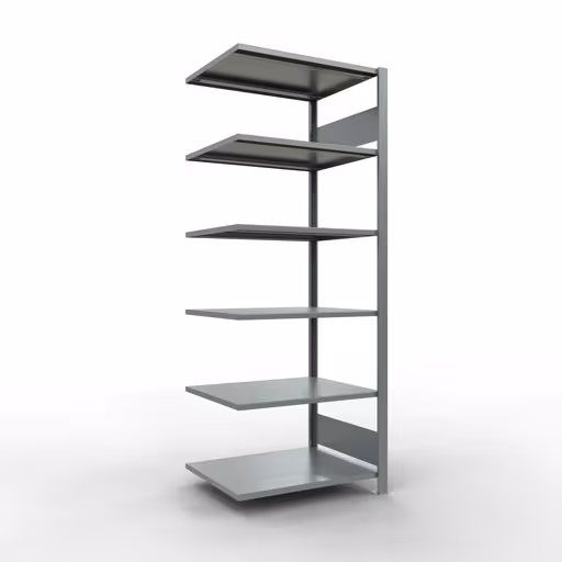 Scaffale aggiuntivo, scaffale per ufficio, sistema a innesto MULTIplus150, 2000 x 750 x 600 mm (AxLxP), 6 ripiani, barre longitudinali, zincato, senza fermo centrale di Schulte Lagertechnik Scaffale aggiuntivo, scaffale per ufficio, sistema a innesto MULTIplus150, 2000 x 750 x 600 mm (AxLxP), 6 ripiani, barre longitudinali, zincato, senza fermo centrale, sistema a innesto, articolo n. 17763