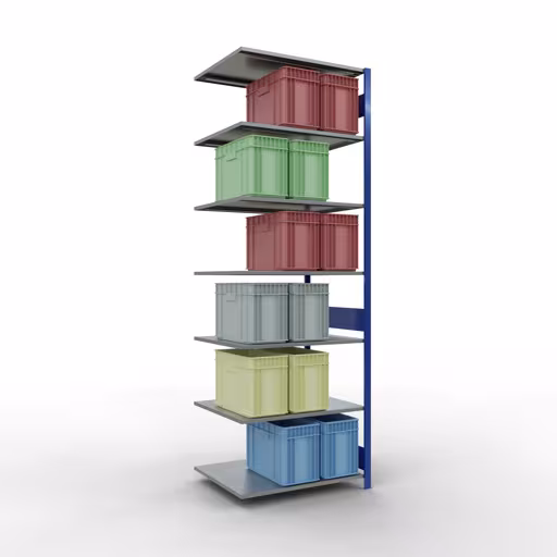 Scaffali aggiuntivi, scaffali, sistema a innesto MULTIplus150, 3000 x 1000 x 800 mm (AxLxP), 7 ripiani, barre longitudinali, RAL 5010 blu genziana/zincato di Schulte Lagertechnik con l'articolo n. 12787-LR-B