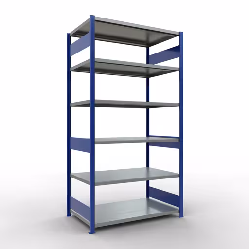 Grundregal, Fachbodenregal Stecksystem MULTIplus250, 2500 x 1300 x 800 mm (HxBxT), 6 Fachböden, Längenriegel, RAL 5010 enzianblau/verzinkt von der Marke Schulte Lagertechnik Grundregal, Fachbodenregal Stecksystem MULTIplus250, 2500 x 1300 x 800 mm (HxBxT), 6 Fachböden, Längenriegel, RAL 5010 enzianblau/verzinkt aus der Kategorie Grundregal mit der Artikelnummer 12981-130-LR-B