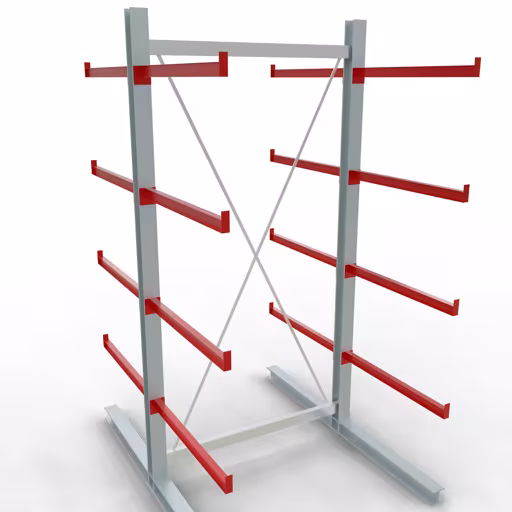 Scaffale completo K 6000, bifacciale, 3000 x 1500 x 2x 1000 mm, RAL 7001 / RAL 3000, 5 livelli di stoccaggio di Schulte Lagertechnik Scaffale completo K 6000, bifacciale, 3000 x 1500 x 2x 1000 mm, RAL 7001 / RAL 3000, 5 livelli di stoccaggio, K6000 per merci pesanti, articolo n. 28716