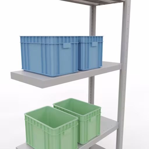 Figure n° 15 de l'article étagère complémentaire, étagère à étagères, système enfichable MULTIplus250, 2000 x 750 x 300 mm, 5 étagères, gris clair RAL 7035 du groupe de produits système enfichable de la marque Schulte Lagertechnik