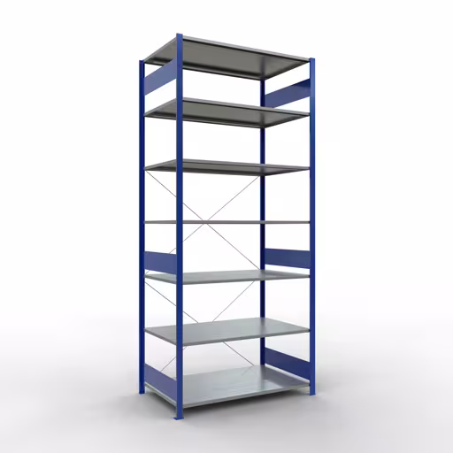 Étagère de base, étagère, système enfichable MULTIplus150, 3000 x 1300 x 800 mm, 7 étagères, RAL 5010 bleu gentiane/galvanisé de la marque Schulte Lagertechnik de la gamme de produits du système enfichable