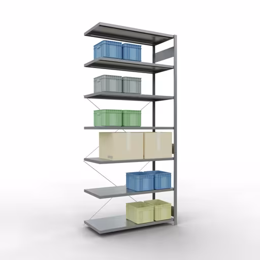 Produktbild Nr 12 des Artikels Stecksystem Anbauregal 3000x1300x600 mm, Typ 250 kg, verzinkt Abbildung Nr 12 des Artikels Stecksystem Anbauregal 3000x1300x600 mm, Typ 250 kg, verzinkt aus der Produktgruppe Stecksystem von der Marke Schulte Lagertechnik