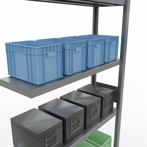 Rayonnage supplémentaire, étagère, système enfichable MULTIplus330, 3000 x 1000 x 300 mm, 7 étagères, barres de longueur, galvanisé de la catégorie des étagères supplémentaires avec le GTIN 4004514285539 , système d'étagères enfichables MULTIplus330, 3000 x 1000 x 300 mm, 7 étagères, galvanisé de Schulte Lagertechnik de la gamme de produits du système enfichable