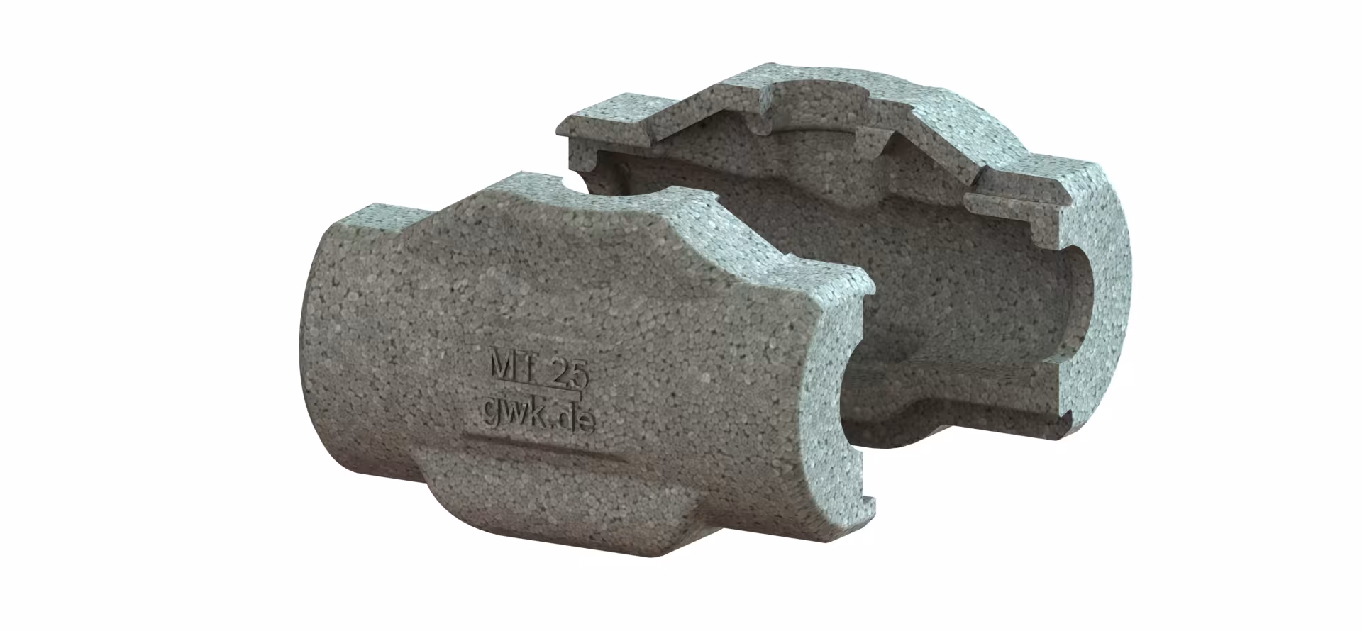 Coquille d'isolation en boîtier EPP série MT DN15 gris argenté pour vannes multiples et thermostatiques de GWK Kuhlmann Boîtier GWK EPP série MT gris argenté pour vannes multiples et thermostatiques, isolation des raccords, réf. 5223015002