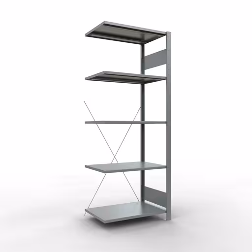 Scaffali aggiuntivi, scaffali, sistema a innesto MULTIplus150, 2000 x 750 x 500 mm (AxLxP), 5 ripiani, traversa, zincato di Schulte Lagertechnik della categoria Sistemi a innesto