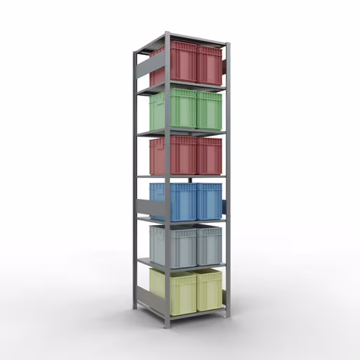 Une autre vue de l'article étagère de base, étagère à étagères, système enfichable MULTIplus150, 3000 x 750 x 800 mm, 7 étagères, galvanisé de la catégorie étagère de base