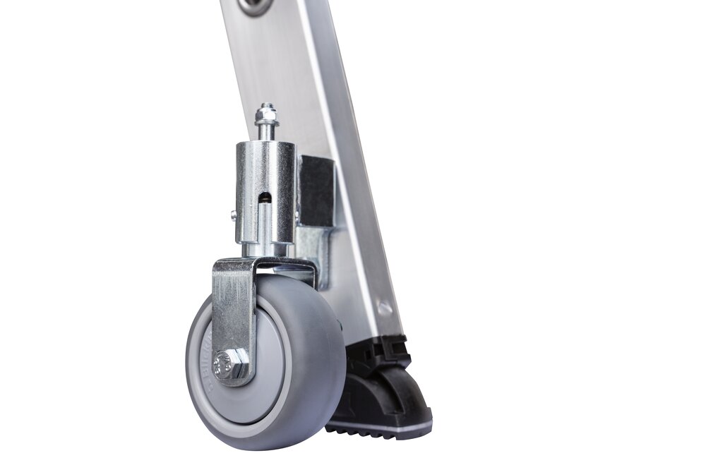 Produktbild Detailansicht 3813235 Munk Stufen-Stehleiter beidseitig begehbar mit Rollen 2x12 Stufen