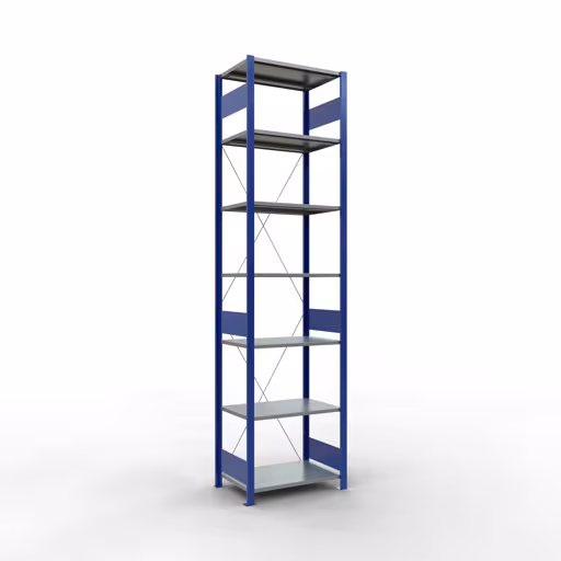 Image supplémentaire de l'article Étagère de base, étagère, système enfichable MULTIplus150, 3000 x 750 x 500 mm, 7 étagères, traverse, RAL 5010 bleu gentiane/galvanisé/galvanisé à partir de l'étagère de base