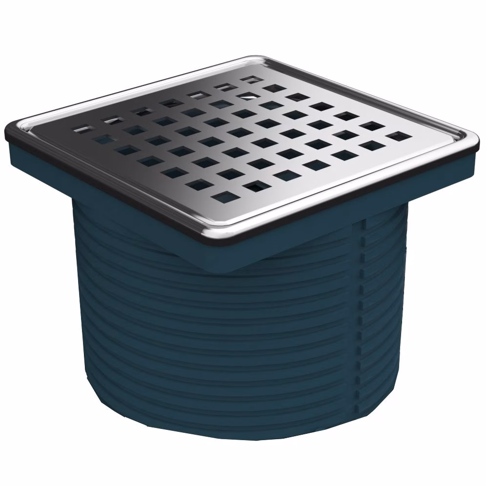 Grille d'évacuation MERT avec cadre et grille en acier inoxydable « Stripes », 100 x 100 mm, sans bride, de la marque Mert Couvercle de siphon MERT avec grille et cadre en acier inoxydable 100x100mm ou 150x150mm, sans bride, de la catégorie siphons de sol, référence DU-SB-10-1