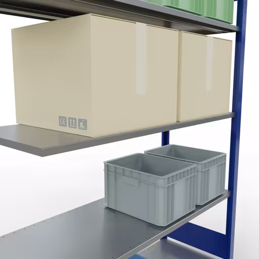 Rayonnage supplémentaire, étagère, système enfichable MULTIplus150, 2000 x 1300 x 500 mm (HxLxP), 5 étagères, barres de longueur, RAL 5010 bleu gentiane/galvanisé avec la référence réf. 12755-130-LR-B Rayonnage supplémentaire, étagère, système enfichable MULTIplus150, 2000 x 1300 x 500 mm, 5 étagères, RAL 5010 bleu gentiane/galvanisé de Schulte Lagertechnik de la catégorie système enfichable