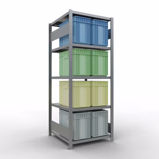 Image du produit n° 15 de l'article étagère de base, étagère, système enfichable MULTIplus250, 2000 x 750 x 800 mm, 5 étagères, barres longitudinales, galvanisé Figure n° 15 de l'article étagère de base, étagère, système enfichable MULTIplus250, 2000 x 750 x 800 mm, 5 étagères, galvanisé du groupe de produits système enfichable de la marque Schulte Lagertechnik