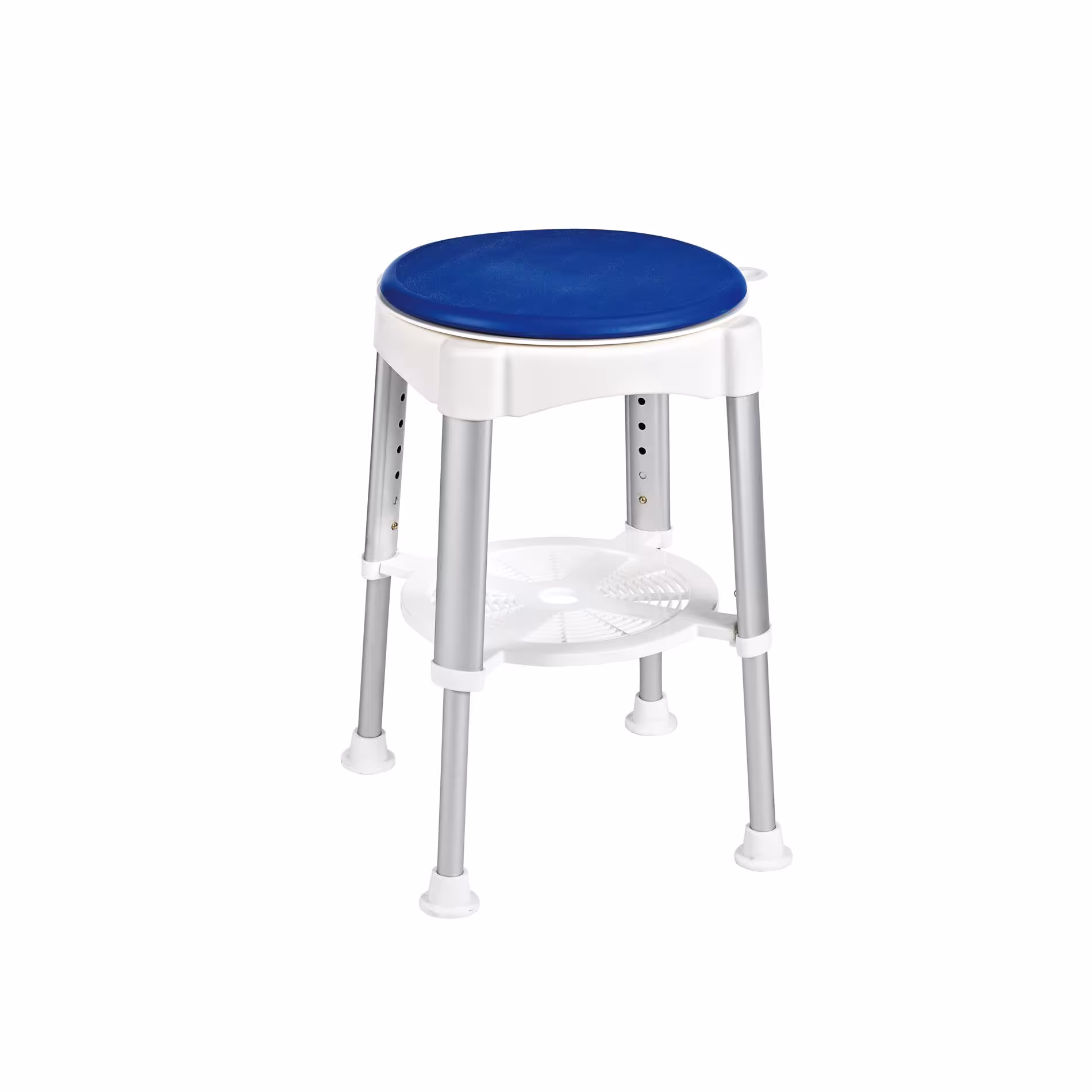 Sgabello da bagno Ole, bianco, regolabile in altezza, con sedile girevole della marca Ridder dalla linea di articoli sanitari e attrezzature per il bagno