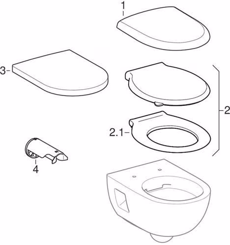 Geberit Renova, WC suspendu, chasse d'eau basse position, partiellement fermé, Rimfree, blanc