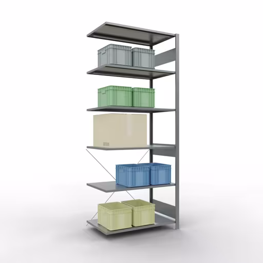Scaffali aggiuntivi, scaffali, sistema a innesto MULTIplus85, 2500 x 1000 x 600 mm (AxLxP), 6 ripiani, traversa, zincato di Schulte Lagertechnik con l'articolo n. 13166