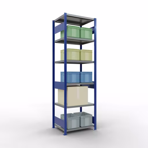Figure n° 13 de l'article étagère de base, étagère, système enfichable MULTIplus250, 2500 x 750 x 600 mm, 6 étagères, RAL 5010 bleu gentiane/galvanisé/galvanisé du groupe de produits système enfichable de Schulte Lagertechnik