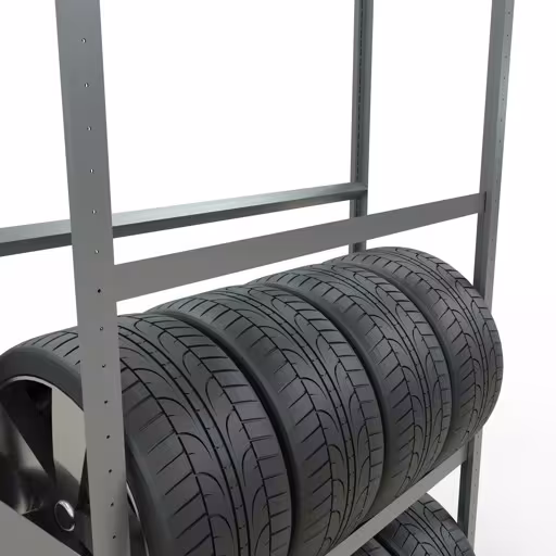 Immagine del prodotto n. 14 dell'articolo Scaffale Basic, scaffale per ruote/pneumatici, 2750 x 1200 x 400 mm, zincato, 4 livelli di stoccaggio con carico dello scomparto di 150 kg per livello Figura n. 14 dell'articolo scaffale base, portaruote/pneumatici, 2750 x 1200 x 400 mm, zincato, 4 livelli di stoccaggio del gruppo di prodotti Scaffali della marca Schulte Lagertechnik