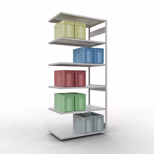 Rayonnage supplémentaire, étagère, système enfichable MULTIplus250, 3000 x 1300 x 800 mm, 7 étagères, gris clair RAL 7035 de Schulte Lagertechnik de la gamme de produits du système enfichable