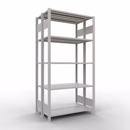 Étagère de base, étagère double, système d'étagères MULTIplus150, 2000 x 1000 x (2x300) mm, 2x5 étagères, gris clair RAL 7035 de la marque Schulte Lagertechnik de la gamme d'étagères