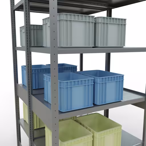 Image du produit n° 8 de l'article étagère de base, système d'étagères enfichables MULTIplus250, 2500 x 1000 x (2x600) mm, 2x6 étagères, galvanisées de la gamme d'étagères pour étagères de la marque Schulte Lagertechnik