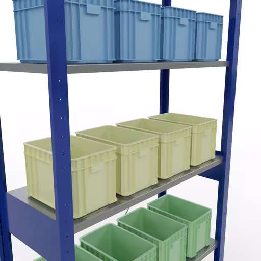 Figura n. 16 dell'articolo scaffale base, scaffale, sistema a innesto MULTIplus85, 2500 x 1000 x 400 mm (AxLxP), 6 ripiani, traversa, RAL 5010 blu genziana del gruppo di prodotti sistema a innesto della marca Schulte Lagertechnik